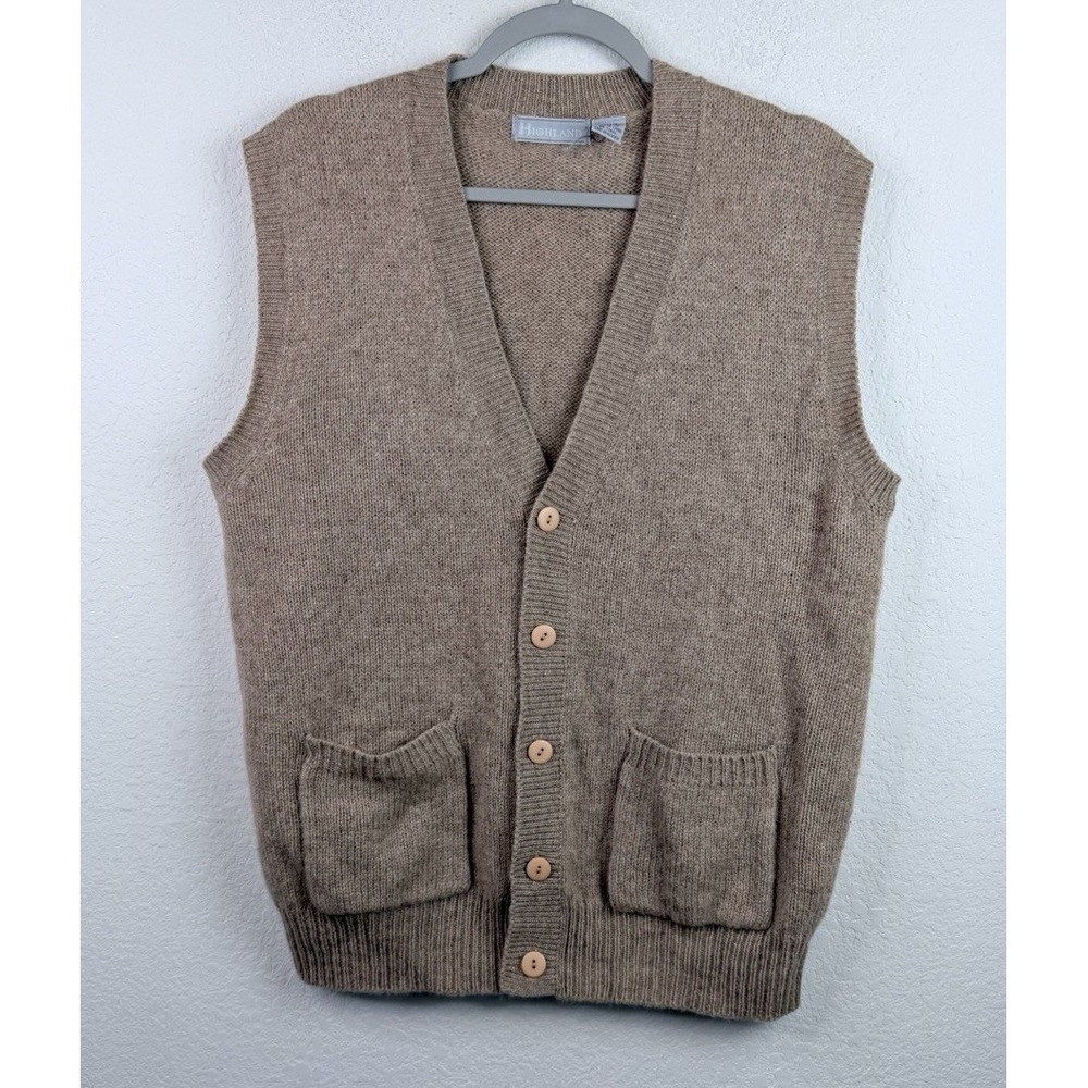 Vtg Highland Shetland Wool Sweater Vest Mens L Brown Grandpacore Heritage Preppy